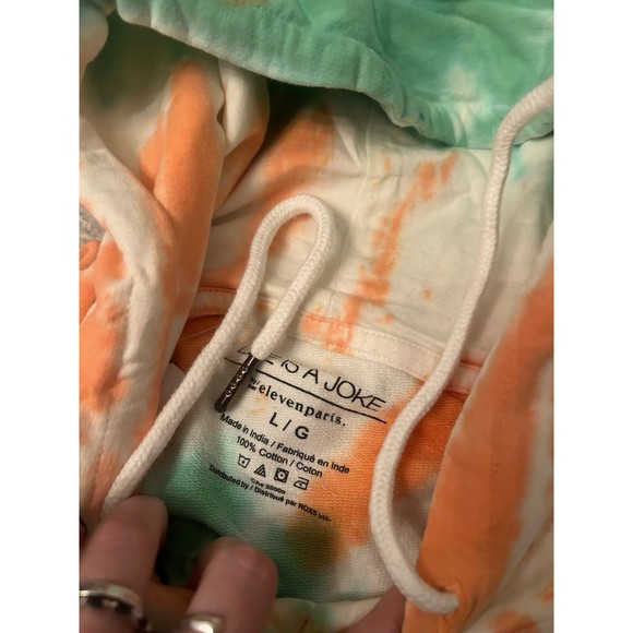 Green and Orange Tie Dye Smiley Life is a Joke Hoodie - Picture 4 of 4